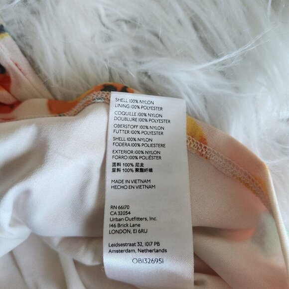 Urban Outfitters Y2K Riko Mesh Orange Butterfly Mini Dress Size M Ruched Button - Picture 12 of 14